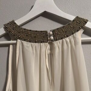Forever 21 - COLD SHOULDER SEQUINS DETAIL CHIFFON TOP sheer mesh nude